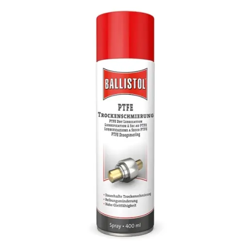 Ballistol Teflon Spray. Suché mazání s částicemi PTFE pro mazání a kluznou činnost bez olejových nebo mazacích složek.